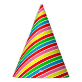 Kleurrijke Strepen Verjaardagsfeestje Pet Feesthoedjes (Links)
