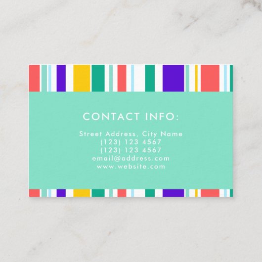 Kleurrijke strepen visitekaartje (Achterkant)