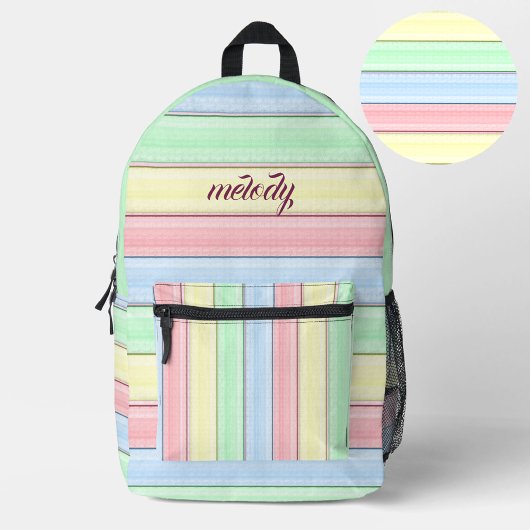 Kleurrijke strepen Zachte pastelhorizontale lijnen Bedrukte Rugzak