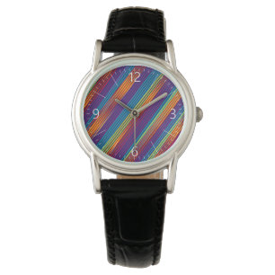 Kleurrijke strepenpatroon horloge