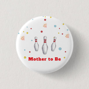 Kleurrijke Strike Up Bowling Sport Baby Shower Ronde Button 3,2 Cm