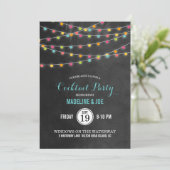 Kleurrijke String Lights Cocktail Party uitnodigin Kaart (Staand voorkant)