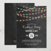 Kleurrijke String Lights Cocktail Party uitnodigin Kaart (Voorkant / Achterkant)
