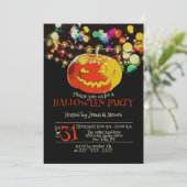 Kleurrijke String Lights Grinning pompoen Hallowee Kaart (Staand voorkant)