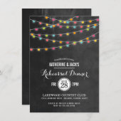 Kleurrijke String Lights repetitie diner uitnodigi Kaart (Voorkant / Achterkant)