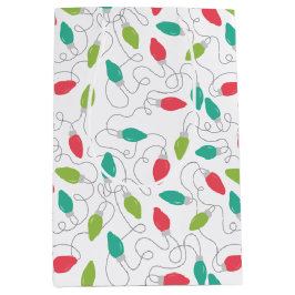 Kleurrijke String van Lichten Kerstmis Gift Bag Medium Cadeauzakje