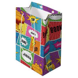 Kleurrijke stripboek gepersonaliseerde naam Pop Ar Medium Cadeauzakje