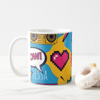 Kleurrijke stripboek nerd gamer popart koffiemok