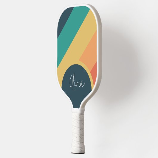 Kleurrijke Stripe Pastel Rainbow Kleur Script Naam Pickleball Paddle (Links)