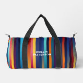 Kleurrijke Stripe Patroon Gepersonaliseerde Naam Plunjezak (Voorkant)