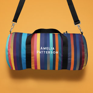 Kleurrijke Stripe Patroon Gepersonaliseerde Naam Plunjezak