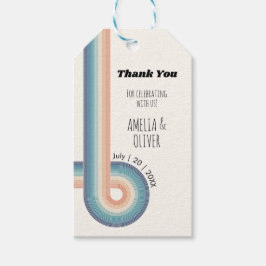 kleurrijke Stripes 70's Theme Retro Wedding Cadeaulabel