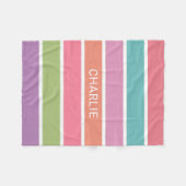 Kleurrijke Stripes aangepaste naam fleece dekens (Voorkant (Horizontaal))