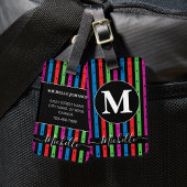 Kleurrijke Stripes Bagagelabel met Monogram