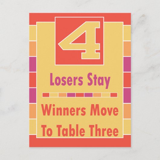 Kleurrijke Stripes Bunco-kaart 4 tot 3 Briefkaart (Voorkant)