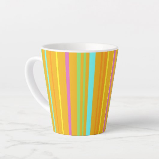 Kleurrijke stripes Cust. BG Oranje latte Mok van d (Linkerhoek)