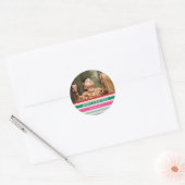 Kleurrijke Stripes Kerstfoto Sticker (Envelop)