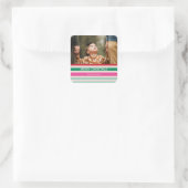 Kleurrijke Stripes Kerstfoto Sticker (Tas)