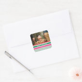 Kleurrijke Stripes Kerstfoto Sticker (Envelop)
