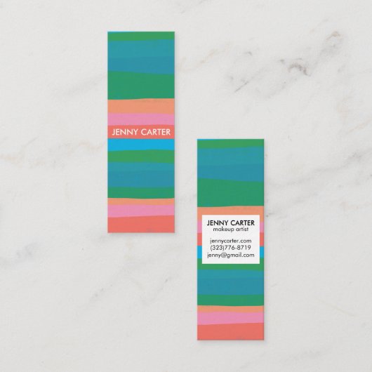 Kleurrijke Stripes Minimale Koel Mini Visitekaartje (Voorkant / Achterkant)