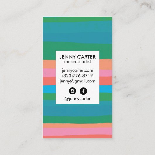 Kleurrijke Stripes Minimale Koel Visitekaartje (Achterkant)