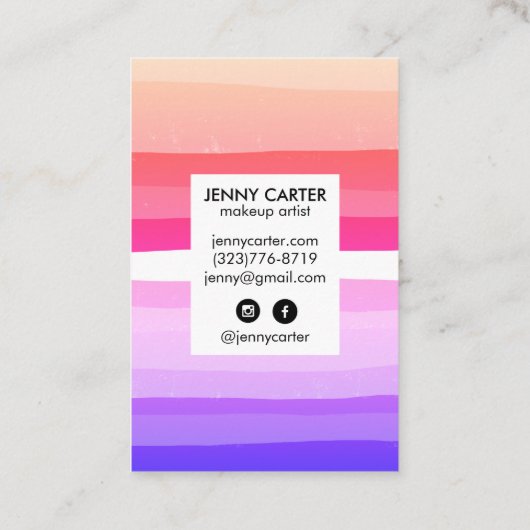 Kleurrijke Stripes Minimale Koel Visitekaartje (Achterkant)