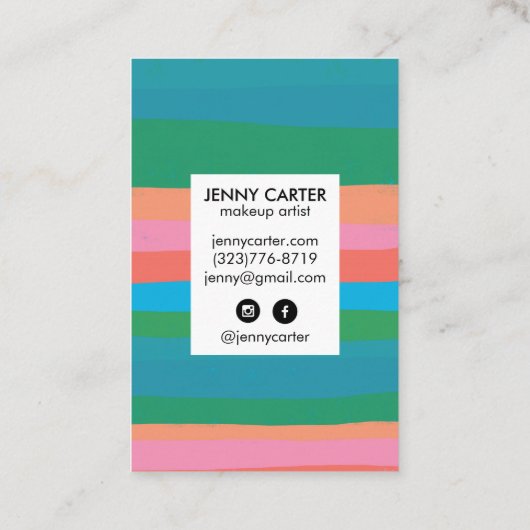 Kleurrijke Stripes Minimale Koel Visitekaartje (Achterkant)