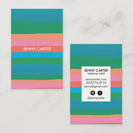 Kleurrijke Stripes Minimale Koel Visitekaartje (Voorkant / Achterkant)