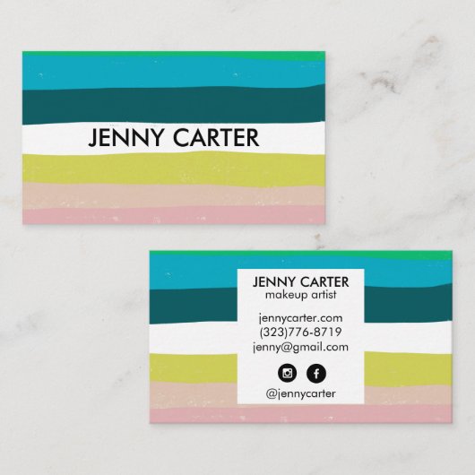 Kleurrijke Stripes Minimale Koel Visitekaartje (Voorkant / Achterkant)