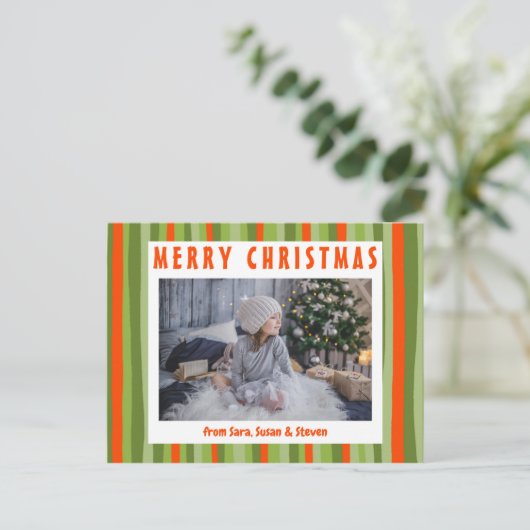 Kleurrijke Stripes Minimalistisch aangepast PHOTO- Briefkaart (Staand voorkant)