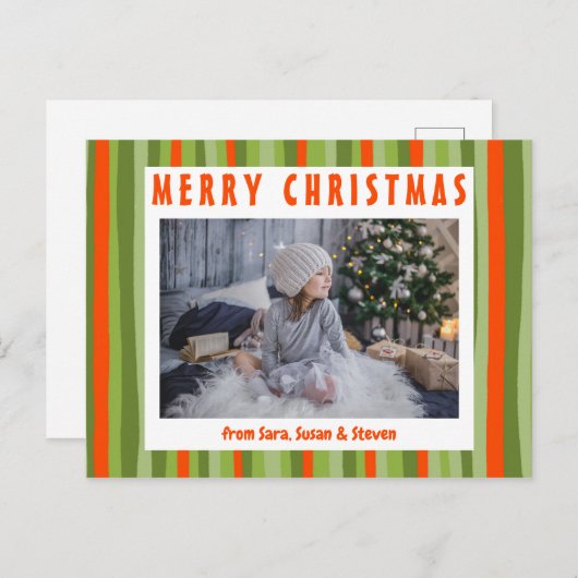 Kleurrijke Stripes Minimalistisch aangepast PHOTO- Briefkaart (Voorkant / Achterkant)