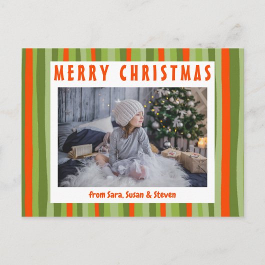 Kleurrijke Stripes Minimalistisch aangepast PHOTO- Briefkaart (Voorkant)