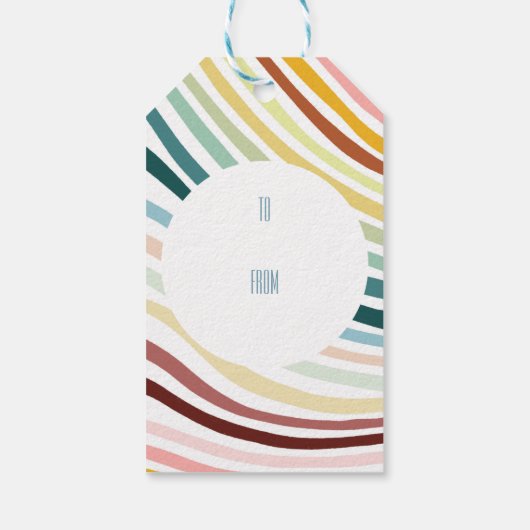 Kleurrijke Stripes Minimalistisch CUSTOM Holiday R Cadeaulabel (Achterkant)