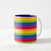 Kleurrijke Stripes Pride Tweekleurige Koffiemok (Voorkant rechts)