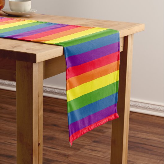 Kleurrijke stripes regenboogkleuren lange tafelloper (Voorbeeld)