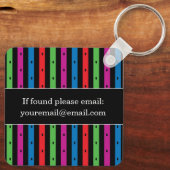 Kleurrijke Stripes Sleutelhanger met Monogram (Achterkant)