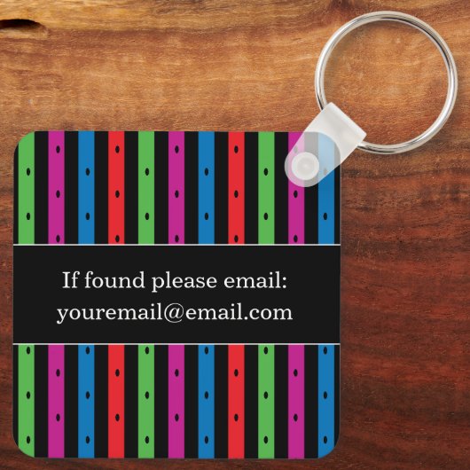 Kleurrijke Stripes Sleutelhanger met Monogram (Achterkant)