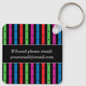 Kleurrijke Stripes Sleutelhanger met Monogram (Achterkant)
