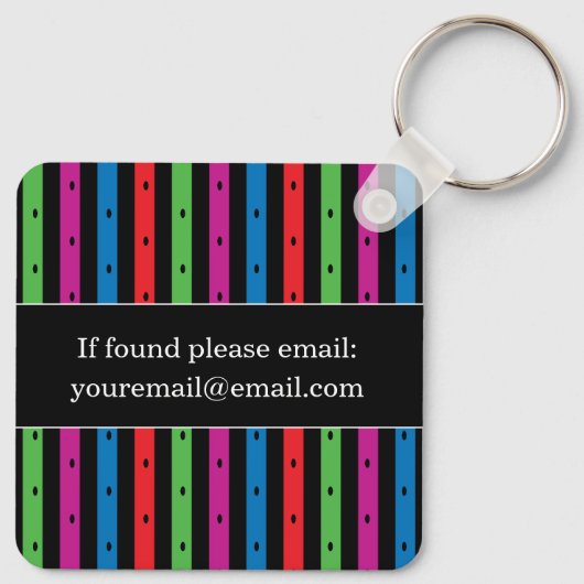 Kleurrijke Stripes Sleutelhanger met Monogram (Achterkant)