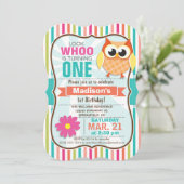 Kleurrijke Stripes Uil verjaardagsfeestje Kaart (Staand voorkant)