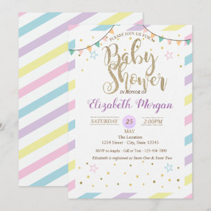 Kleurrijke strips, Baby shower-invitatie sterren Kaart