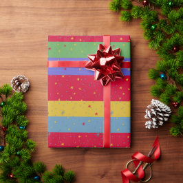 kleurrijke strips en sterren cadeaupapier
