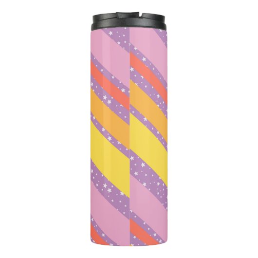 Kleurrijke strips en sterren voegen Jouw naam lera Thermosbeker (Achterkant)