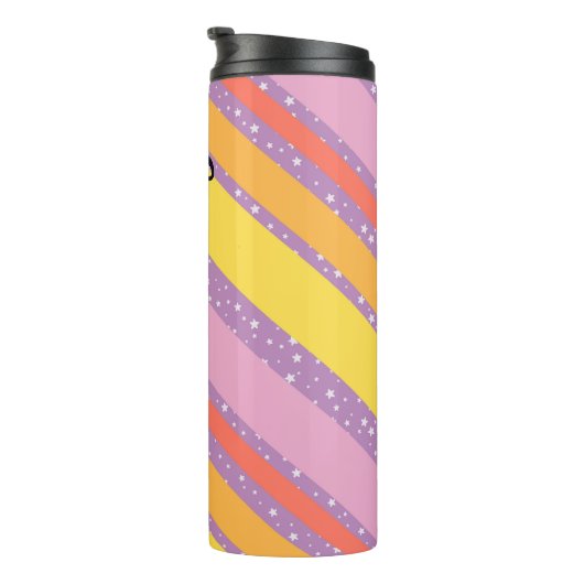 Kleurrijke strips en sterren voegen Jouw naam lera Thermosbeker (Geroteerd rechts)