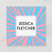 Kleurrijke strips Minimale roze blauwe sociale pic Vierkante Visitekaartje (Voorkant)