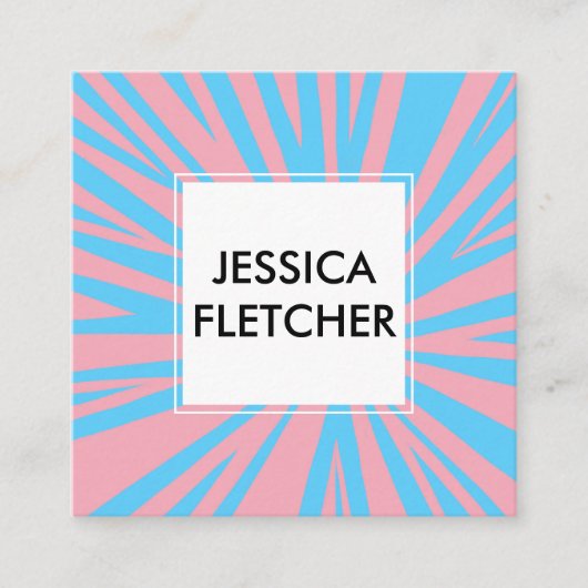 Kleurrijke strips Minimale roze blauwe sociale pic Vierkante Visitekaartje (Voorkant)