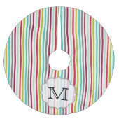 Kleurrijke strips Monogram Initiaal Kerstboom Rok (Voorkant)