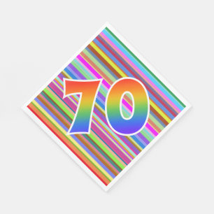 Kleurrijke strips + Rainboogpatroon "70" Event # Servet