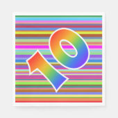 Kleurrijke strips + regenboogpatroon "10" Event # Servet (Voorkant)