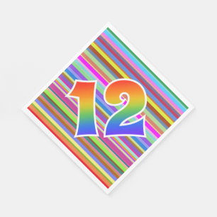 Kleurrijke strips + regenboogpatroon "12" Event # Servet